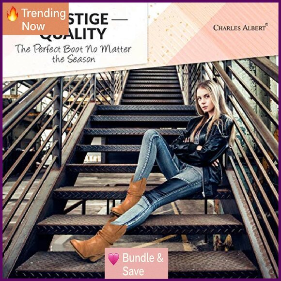 Modern Western Distressed Cowboy Boots with Pull-Up Tabs, Mid-Calf - Picture 5 of 8